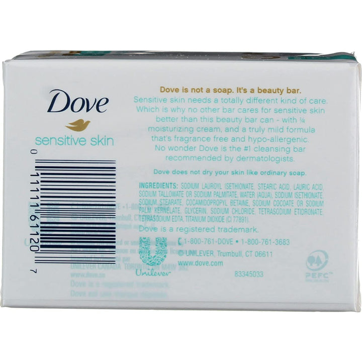 Sensitive Skin Unscented Hypo-Allergenic Beauty Bar 4 oz, 2 ea (Pack of 2)