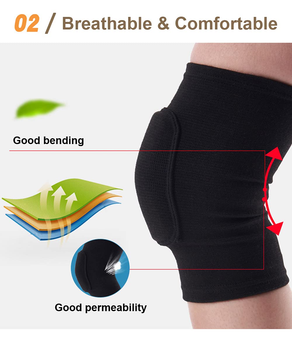 Knee Pads for Women, Dance Knee Pads Wrestling Knee Pads Basketball Knee Pads Volleyball Knee Pads for Women, Knee Protector Soft Knee Pads for Work (Black, M)