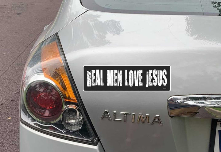 - REAL MEN LOVE JESUS - Christian Bumper Sticker - Professionally Made in The USA - Vinyl Decal