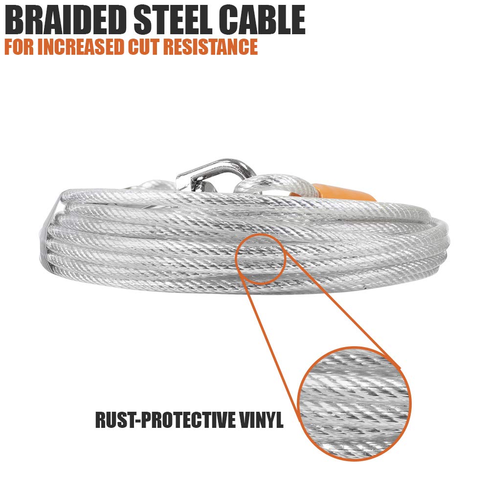 Pet Reflective Tie Out Cable for Large Dog up to 90 pound, 25 Feet