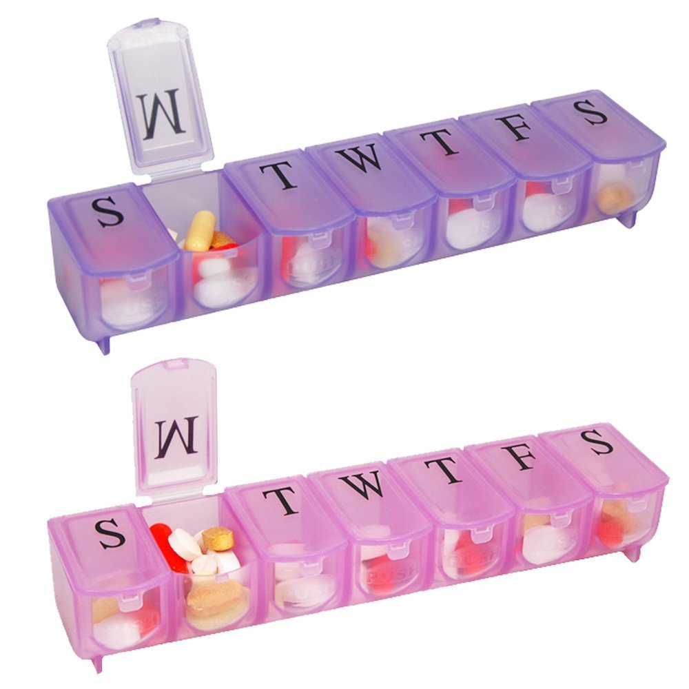 Apex 7-Day Pill Organizer, Ultra Bubble-Lok, 1 organizer (Pack of 2)