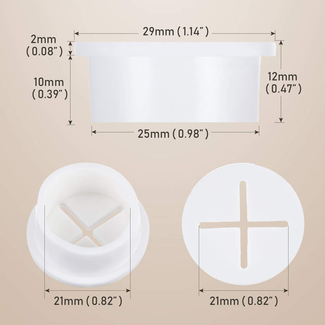 12 Pieces Flexible Silicone Cable Cord Grommet 1 Inch White Cord Grommet for Desk Other Furnitures Wire Hole Cover Cable Management Wire Organizer Cable Pass Through for Home and Office