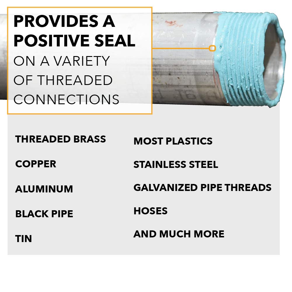 Soft-Set PTFE Pipe Thread Sealant – Non-Hardening Paste for Metal & Plastic, 1/4 Pint with Brush Cap – Reliable Leak Prevention, Drip-Resistant, Temp Range -100 to 600°F, Made in USA