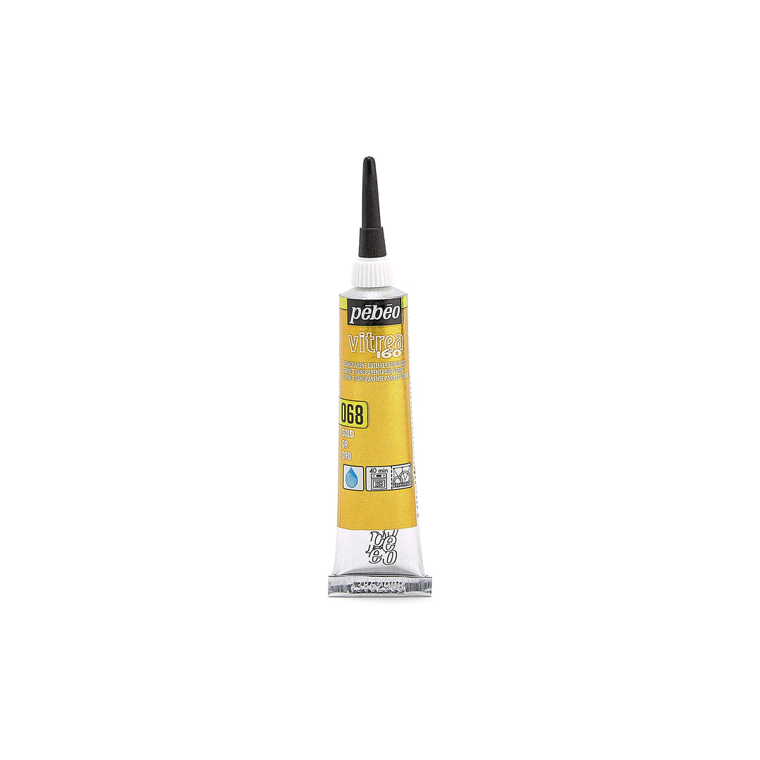 Pebeo Vitrea 160, Glass Paint Outliner, 20 ml Tube - Gold (114068), 0.67 Fl Oz (Pack of 1)