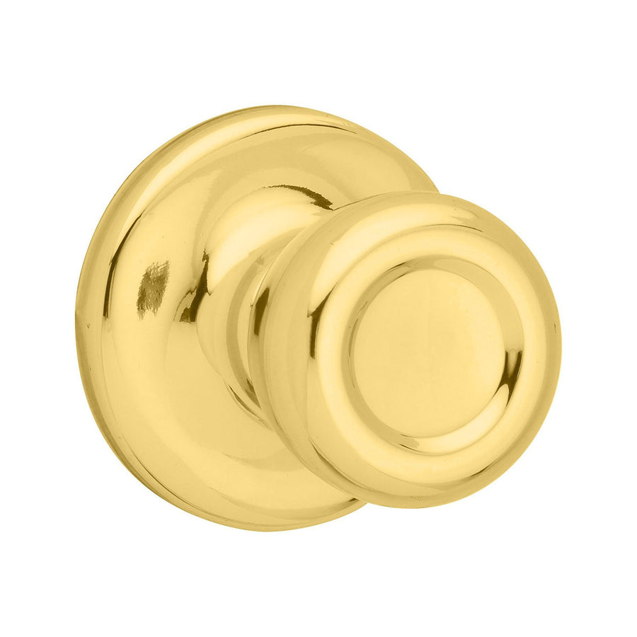 Mobile Home Interior Passage Door Knob, Handle For Closet and Hallway Doors, Non-Locking Doorknob in Polished Brass