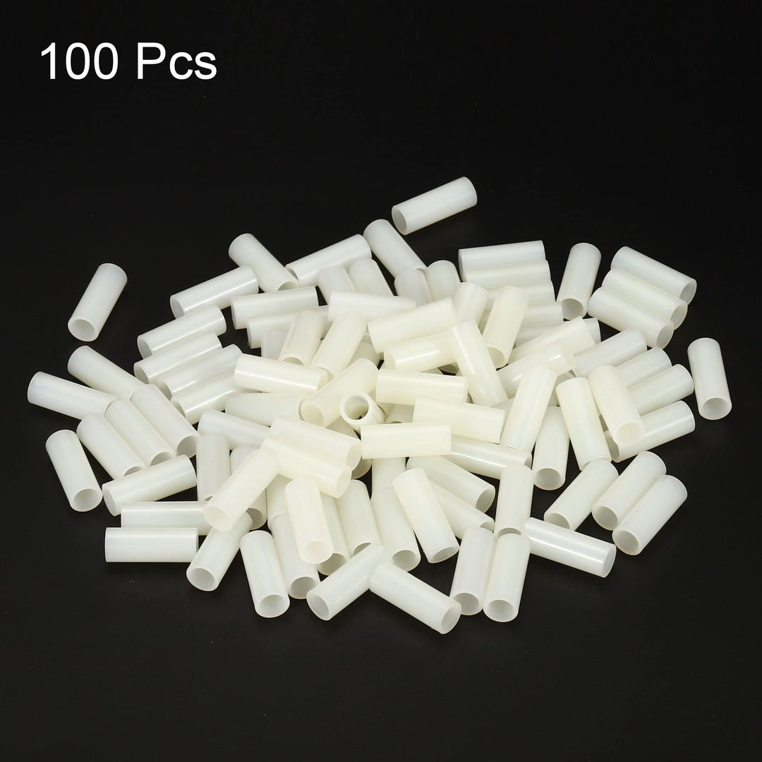 Round Spacer Washer, 100 Pack Nylon 5mm ID x 7mm OD x 20mm L for M5 Screws Block 3D Printer TV Wall Mounting Electrical Outlet, White