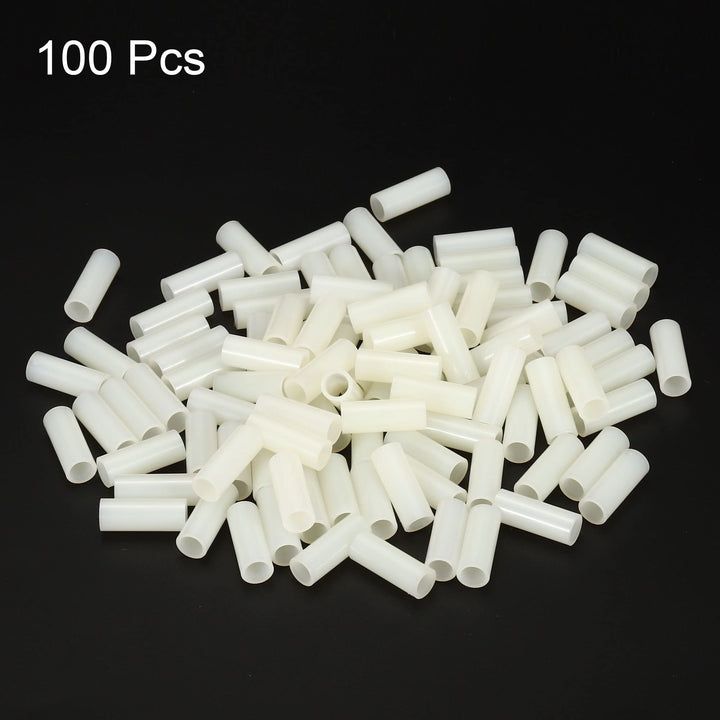 Round Spacer Washer, 100 Pack Nylon 5mm ID x 7mm OD x 20mm L for M5 Screws Block 3D Printer TV Wall Mounting Electrical Outlet, White