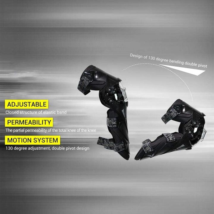 Racing Knee Guards,PP PE Hard Collision Avoidance Crashproof Rotatable for Moto/ATV/BMX K12 (Black)