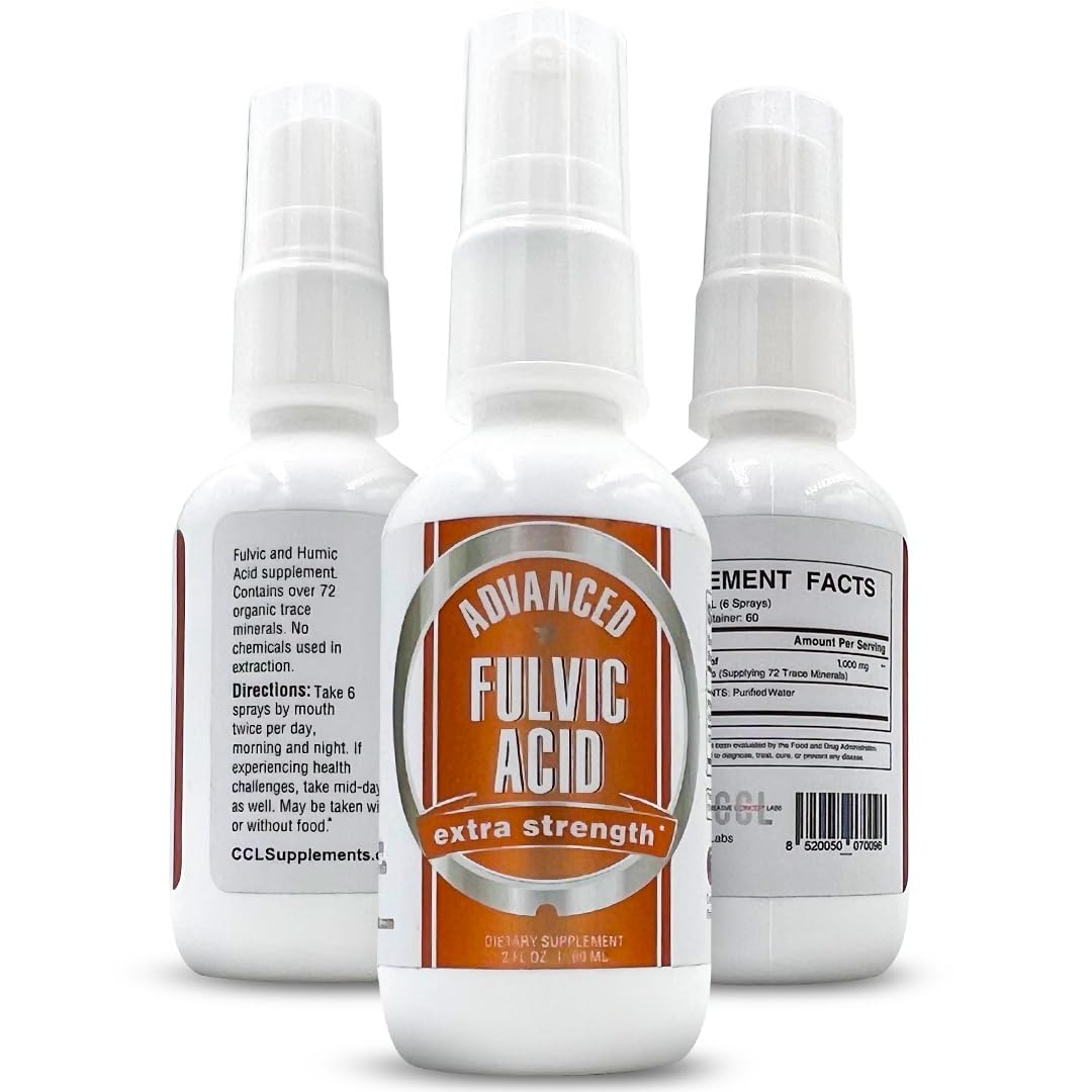 CCL Supplements Advanced Fulvic Acid and Humic Acid Trace Mineral Liquid Spray Supplement. 70+ Ionic Organic Vital Minerals & Electrolytes, Similar Benefits of Shilajit & Drops (2 oz - 60 Servings)