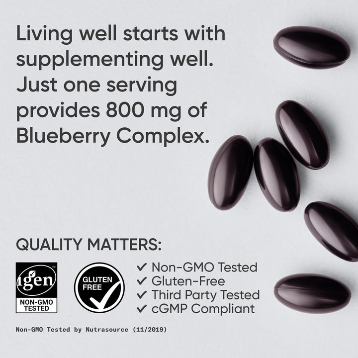 Blueberry Capsules - Made from Organic Blueberries with Organic Extra Virgin Olive Oil - Non-GMO & Gluten Free - 60 Liquid Softgels