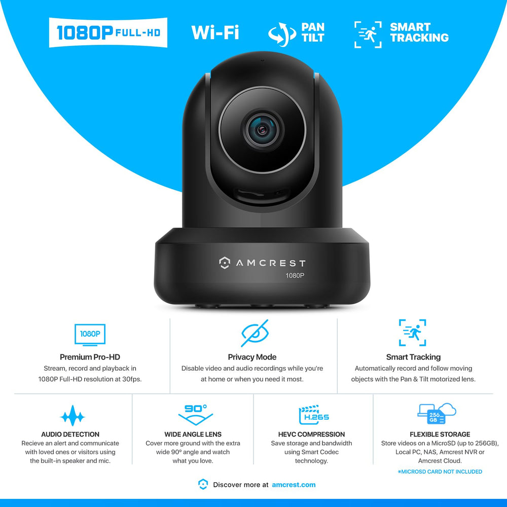 ProHD 1080P WiFi 2MP (1920TVL) Indoor Pan/Tilt Security Wireless IP Camera IP2M-841B (Black)