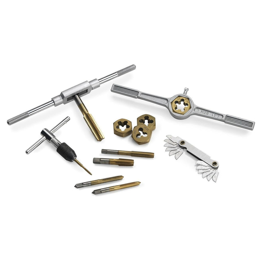 00911A SAE Tap and Die Set, Titanium-Coated Alloy Steel Taps and Dies, Large Threading-Tool Kit with Storage Case, 40-Piece Set