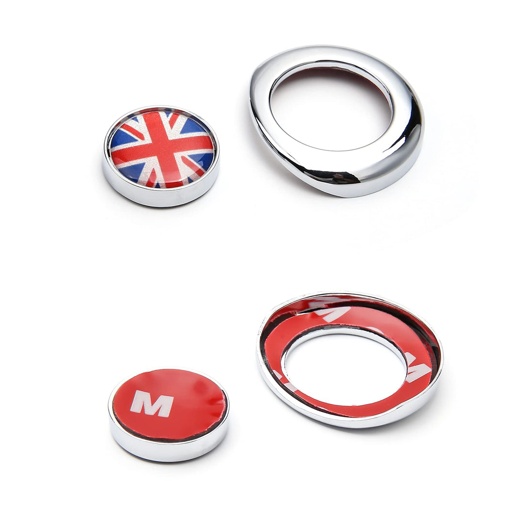 for Mini Cooper Engine Start/Stop Cover Power Control Pushbutton Switches Decoration Cap Interior Accessories for 2nd Gen Mini Cooper R55 R56 R57 R58 R59 R60 -Red Flag
