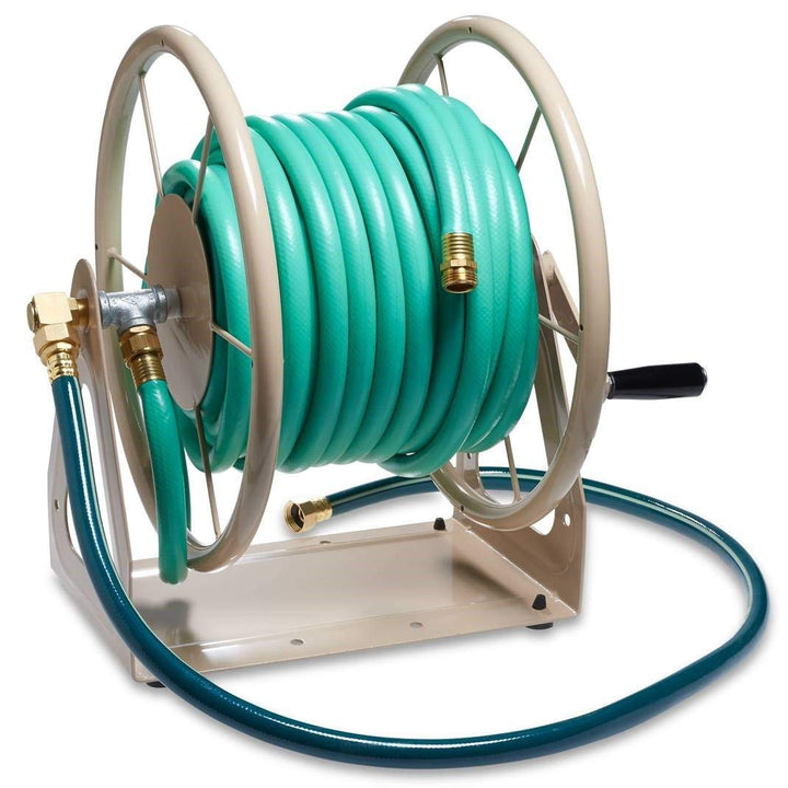 Products 703-2 Multi-Purpose Steel Garden Wall/Floor Mount Hose Reel, Tan Poly