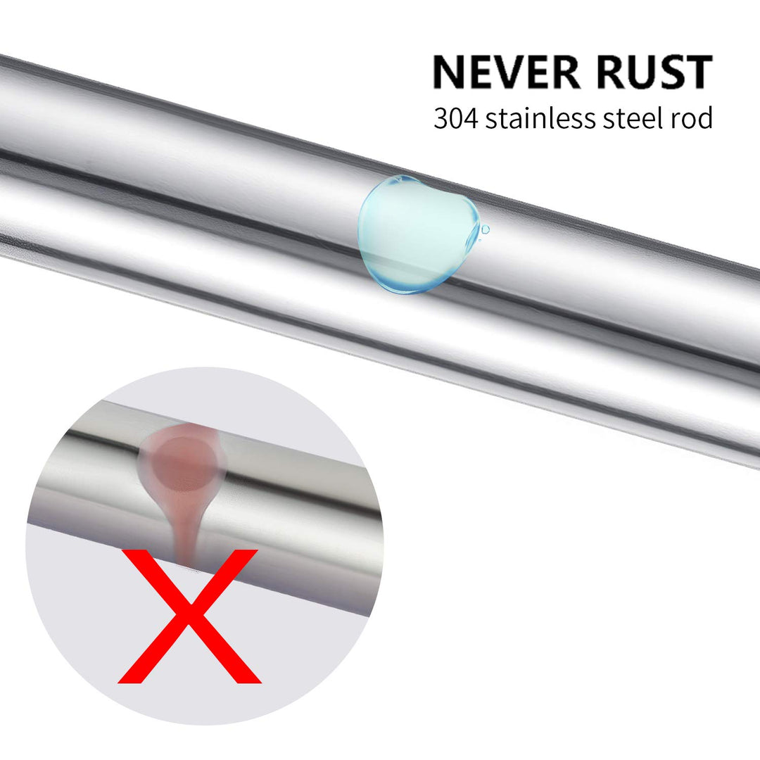 Tension Shower Curtain Rod 50-81 inches, Never Rust Non-Slip Shower Curtain Rod Spring Tension Rod, No Drilling Stainless Steel Shower Rods for Bathroom