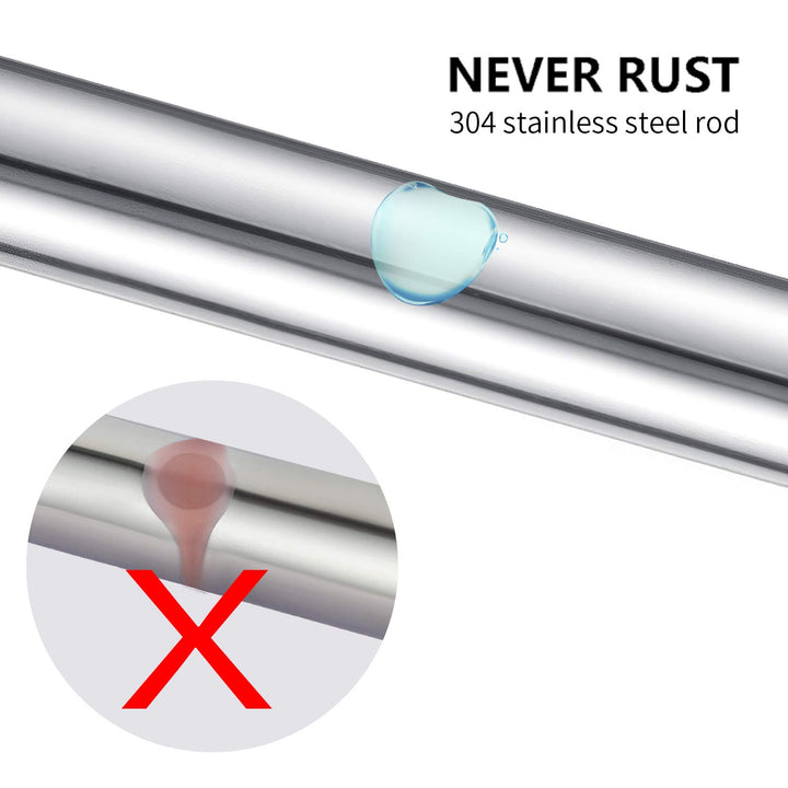 Tension Shower Curtain Rod 50-81 inches, Never Rust Non-Slip Shower Curtain Rod Spring Tension Rod, No Drilling Stainless Steel Shower Rods for Bathroom