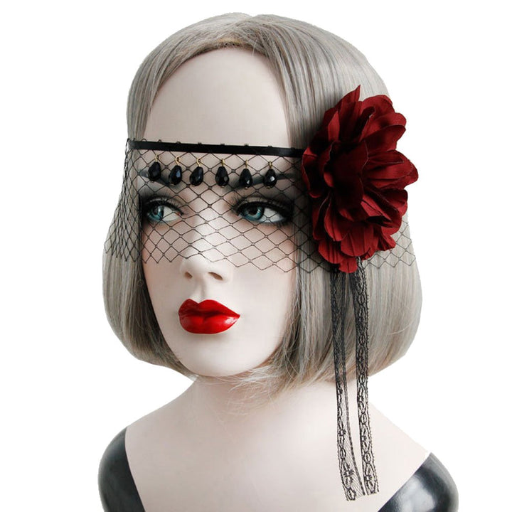 Scala New Halloween Girls Women Hot sales Black Sexy Lady Lace Mask With Red Rose Flower Cutout Eye Mask for Masquerade Party Fancy Dress Costume (Black)