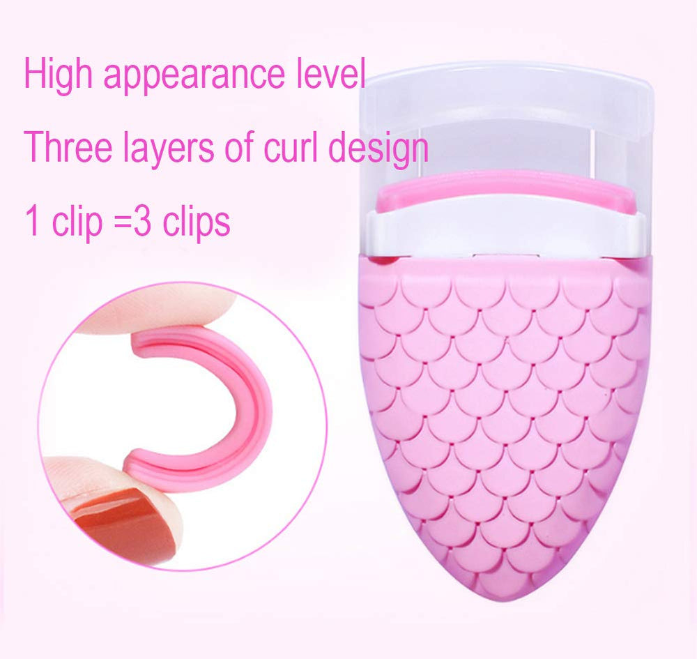 1 Pack Mini Curling Eyelash Curler Pink Plastic Eyelash Curler Portable Long Lasting Beauty Eyelash Curler Women Makeup Beauty Tools