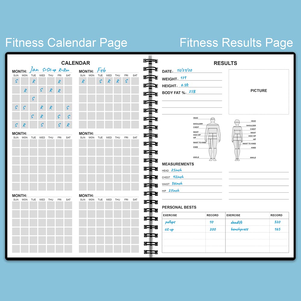Fitness Planner for Women & Men - A5 Workout Log Book/Exercise Workout Log to Track Weight Loss, GYM, Bodybuilding Progress - Daily Health & Wellness Workout Journals, 5.8X8.25 In Workout Book