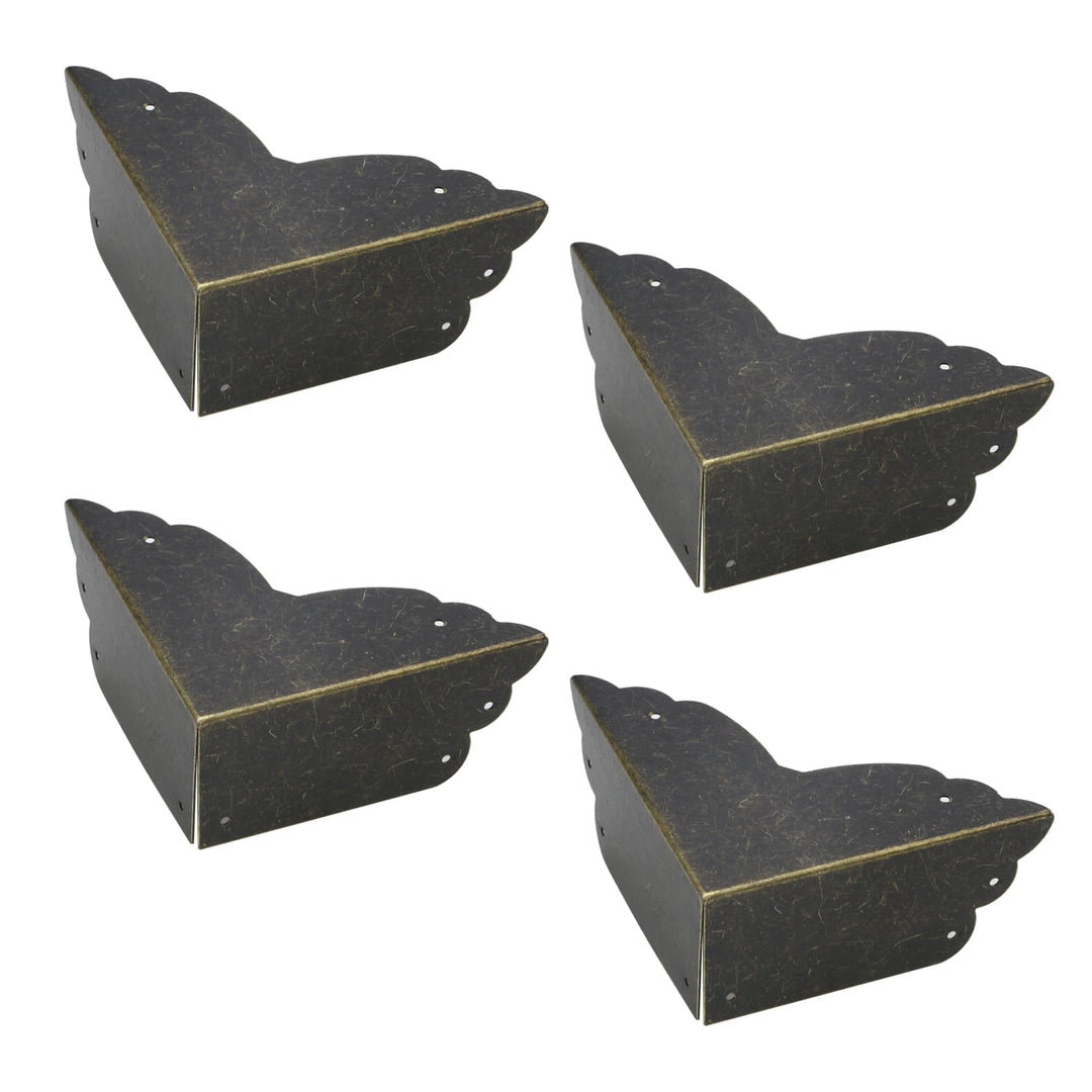 4 Pack Corner Protectors Metal Bronze Box Corners Decorative 2.8x2.8x1.2(LxWxH),Side Length 2.8