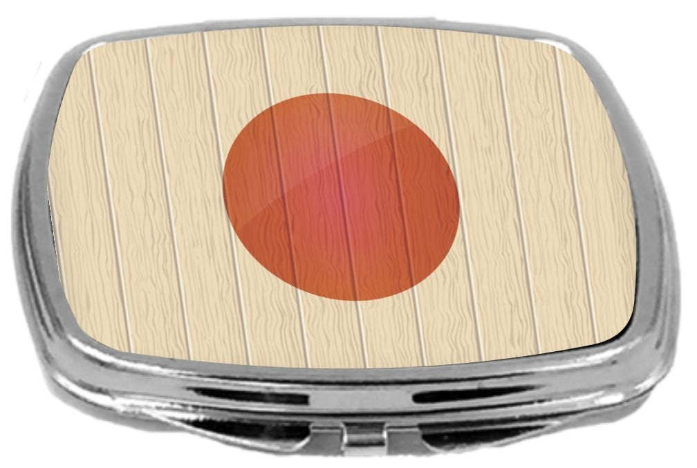 Rikki Knight Compact Mirror on Distressed Wood Design, Japan Flag, 3 Ounce