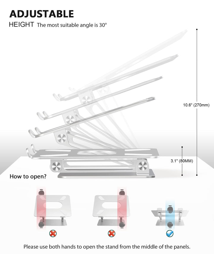 Laptop Stand, Laptop Holder, Multi-Angle Stand with Heat-Vent, Adjustable Notebook Stand for Laptop up to 17 inches