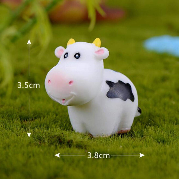 6 Pcs Cute Cow Animals Miniature Figurines, Cow Cake Cupcake Toppers, Miniature Cow Moss Landscape DIY Terrarium Crafts Ornament, Miniature Fairy Garden Decoration