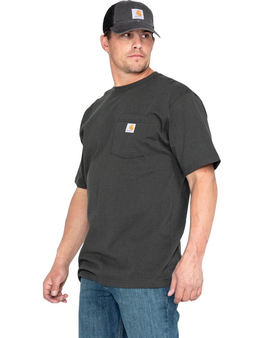Men's Loose Fit Heavyweight Short-Sleeve Pocket T-Shirt (Also Available in Big & Tall), Peat, Medium