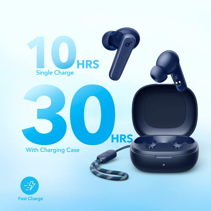 by Anker P20i True Wireless Earbuds, 10mm Drivers with Big Bass, Bluetooth 5.3, 30H Long Playtime, Water-Resistant, 2 Mics for AI Clear Calls, 22 Preset EQs, Customization (Blue)