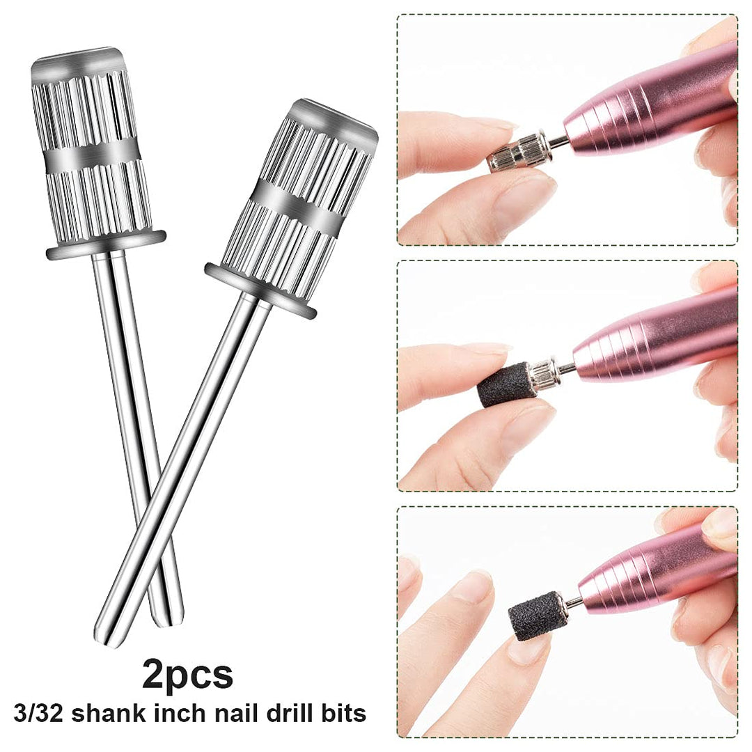 120# professional nail sanding bands for nail drill,drill sanding band with storage box,include 100 medium sand bands and 2 pieces mandrel for most size 3/32 nail drill machine