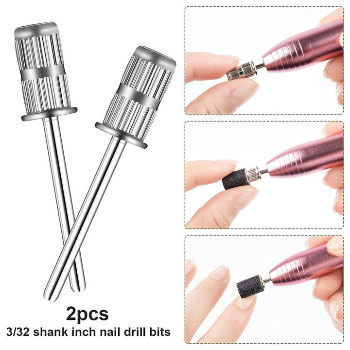 120# professional nail sanding bands for nail drill,drill sanding band with storage box,include 100 medium sand bands and 2 pieces mandrel for most size 3/32 nail drill machine