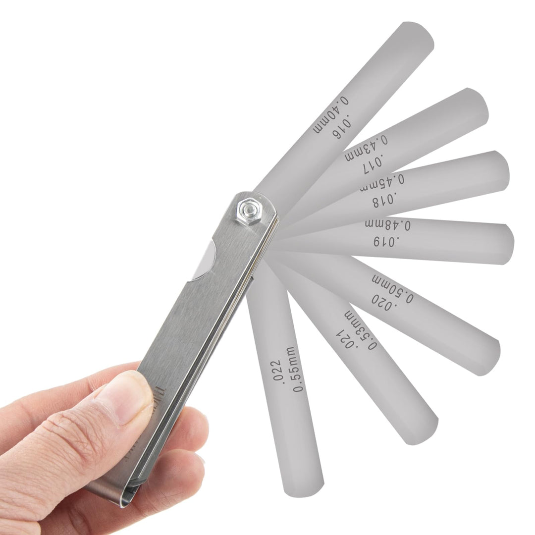32 Blade Steel Feeler Gauge (0.0015Inch to 0.035Inch), Thickness Feeler Gage Gauge, Gap Measuring Tool with Metric & Imperial, Great for Checking Valves & Building Engines
