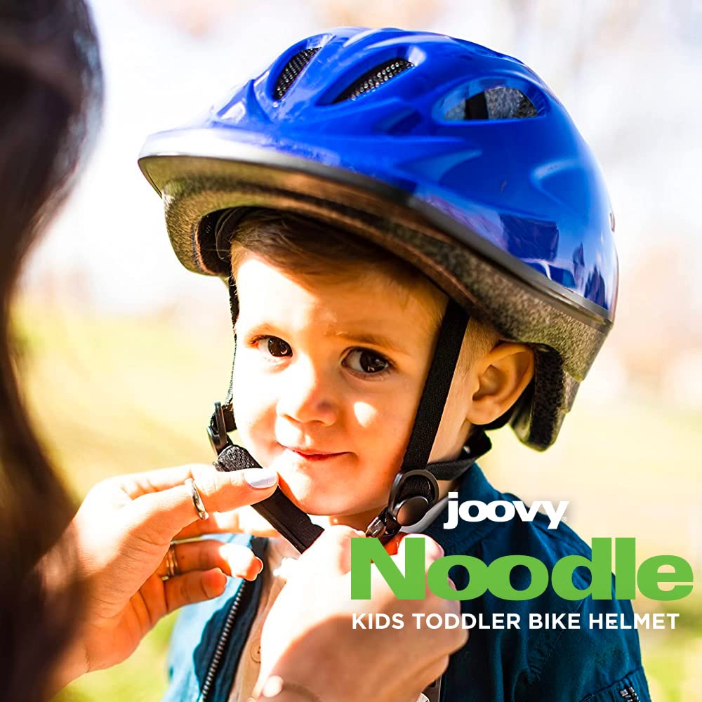 Noodle Bike Helmet for Toddlers and Kids Aged 1-9 with Adjustable-Fit Sizing Dial, Sun Visor, Pinch Guard on Chin Strap, and 14 Vents to Keep Little Ones Cool (Small, Blueberry)