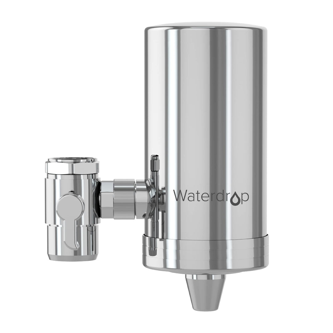 Stainless-Steel Faucet Water Filter, Carbon Block Water Filtration System, Tap Water Filter, Reduces Chlorine, Heavy Metals and Bad Taste,  (1 Filter)