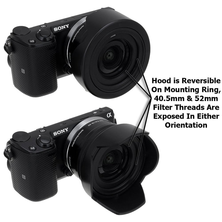 Reversible Lens Hood Kit for E-Mount PZ 16-50mm F3.5-5.6 OSS E-Mount Power Zoom Lens, Reversible Tulip Flower Hood w/Cap