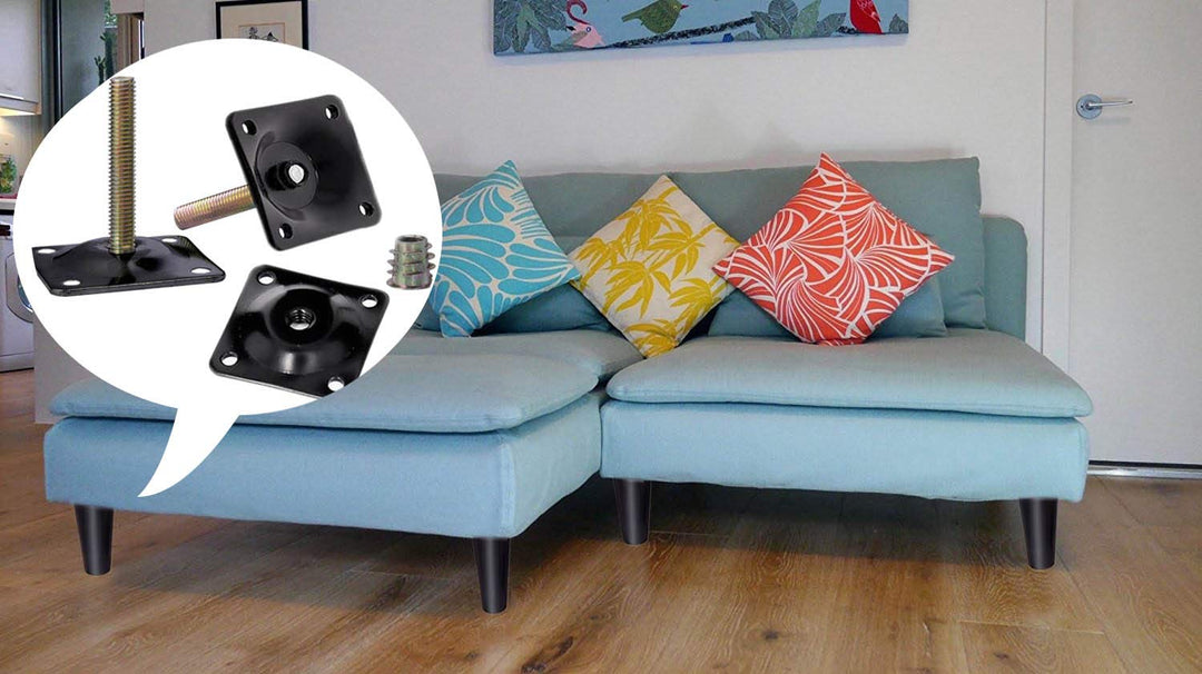 Leg Mounting Plates, Furniture Leg Attachment Plates T-Plate Sofa Legs with Hanger Bolts for Furniture Sofas Couches Seats,28pcs