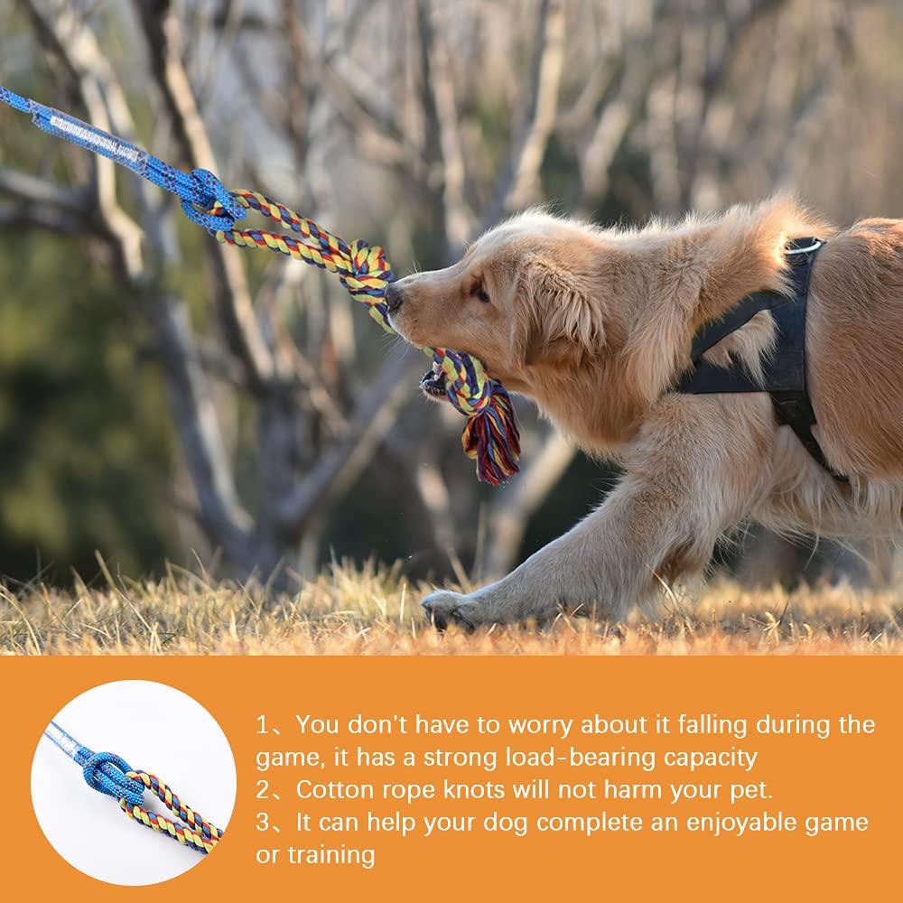 Flirt Pole Interactive Toys for Dogs Chase and Drag, Dog Flirt Pole Toy with Colorful neps for Outdoor Training, Exercise and Entertainment of Small, Medium and Large Dogs (Blue)