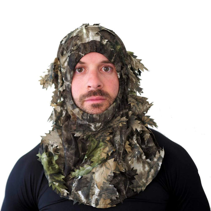Camo 3D Leaf Ghillie Camouflage Face Mask. Leafy, Full Coverage, Breathable Hunting Mask with Customizable Fit. Great for Turkey Season! (Dark Woodland)