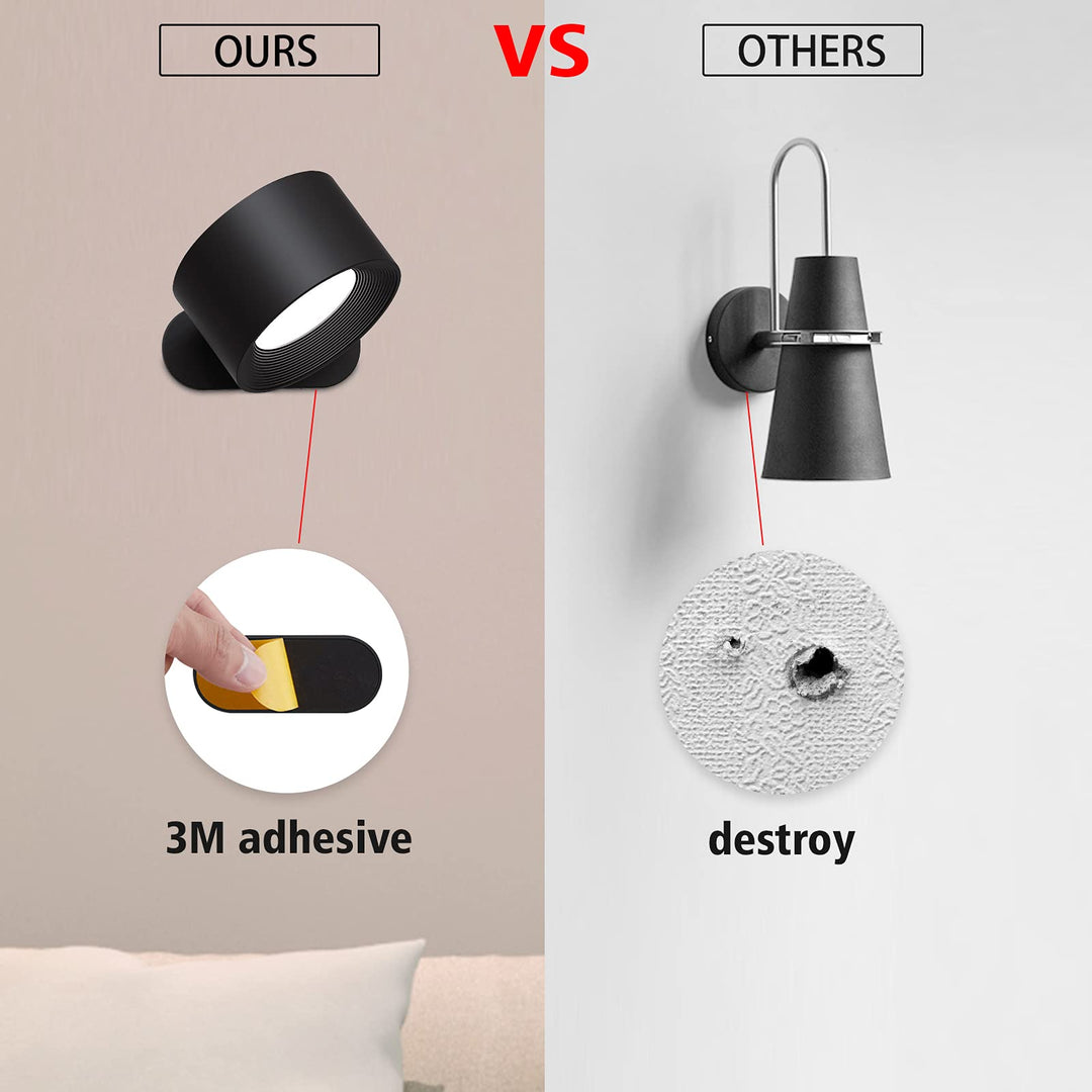 LED Reading Lights, Wall Mounted Sconces with 3 Color Temperatures & 3 Brightness Levels Rechargeable Battery Magnetic Ball 360°Rotation Touch Control, Lamps for Kids Study Bedside Closet