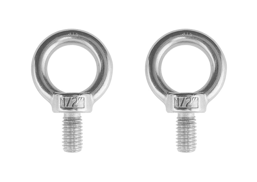 2 Pieces Stainless Steel 316 1/2 Lifting Eye Bolt Half Inch UNC Marine Grade Thread Length 18mm (2-PK Eye Bolt 1/2)