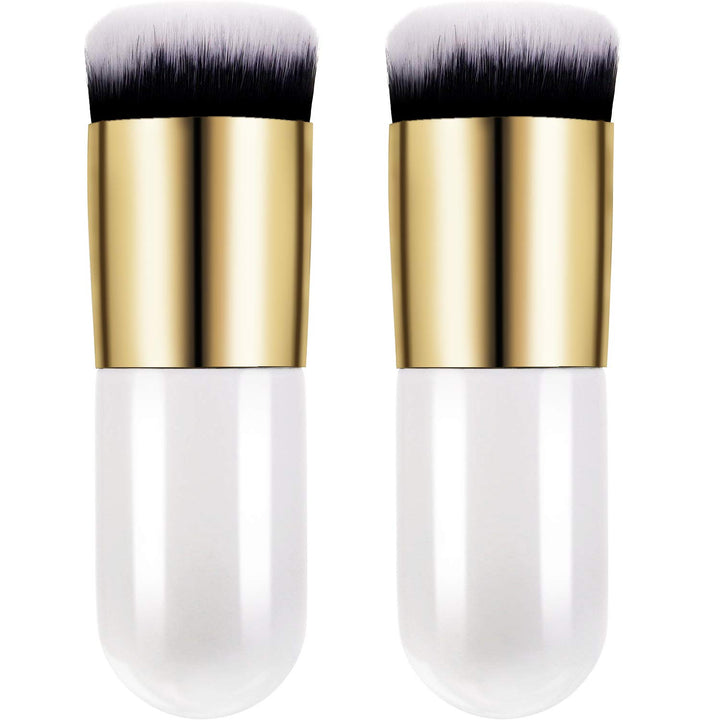 White: 2 Pieces Foundation Brush Flat Cream Makeup Brushes Cosmetic Make-Up Brush (White)
