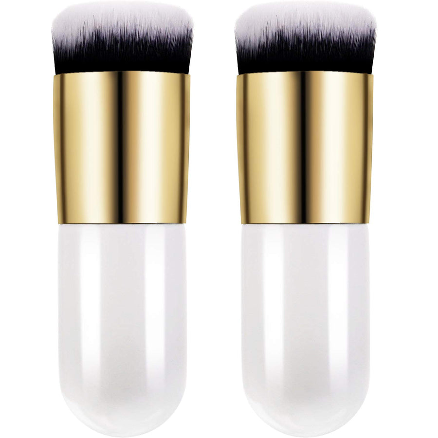 White: 2 Pieces Foundation Brush Flat Cream Makeup Brushes Cosmetic Make-Up Brush (White)