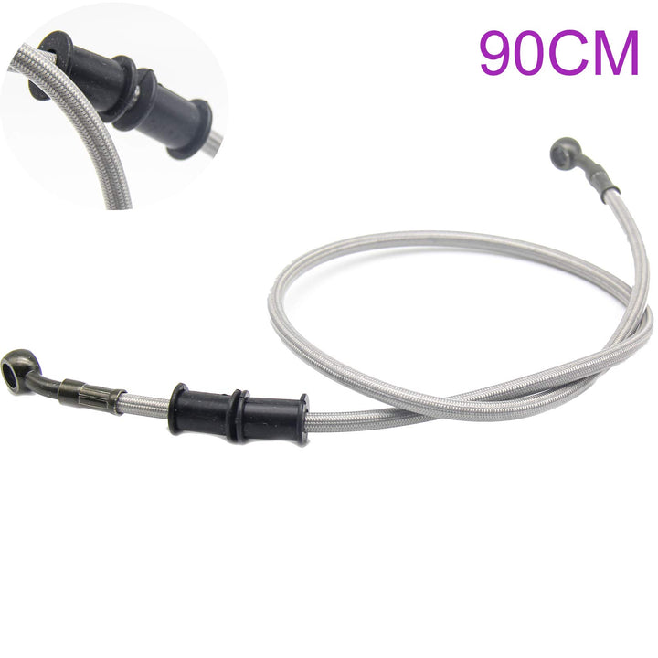 Motorcycle Brake Line, Stainless Brake Hose, Motorcycle Braided Steel Brake Clutch, Pack of 1, Flexible Brake Line for Bikes Motocross Street Bikes (90cm/35.4,Silver)