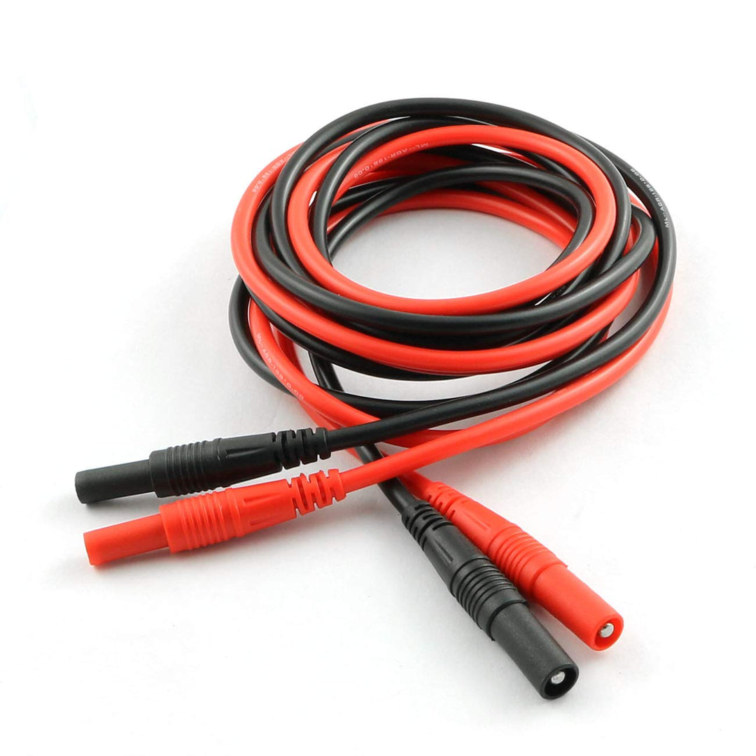 2pcs Meter Test Lead Extension Male to Female Connector 4mm Banana Plug to Jack Heavy Duty Silicone Wires Multimeter Leads Probes Adapter (1pcs Red + 1pcs Black)