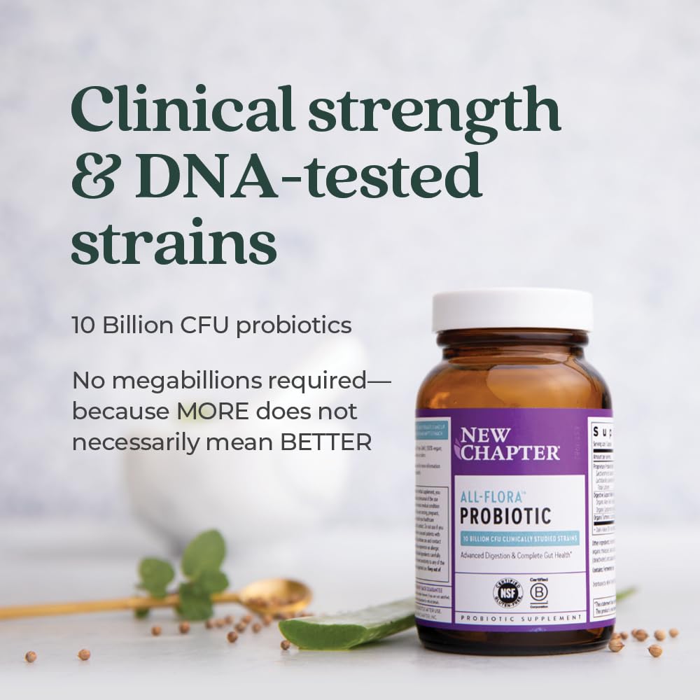Probiotic All-Flora - 60 ct (2 Month Supply) for Advanced Digestion & Complete Gut Health with Prebiotics + Postbiotics, Clinically Studied Strains, 100% Vegan, Non-GMO, Shelf Stable