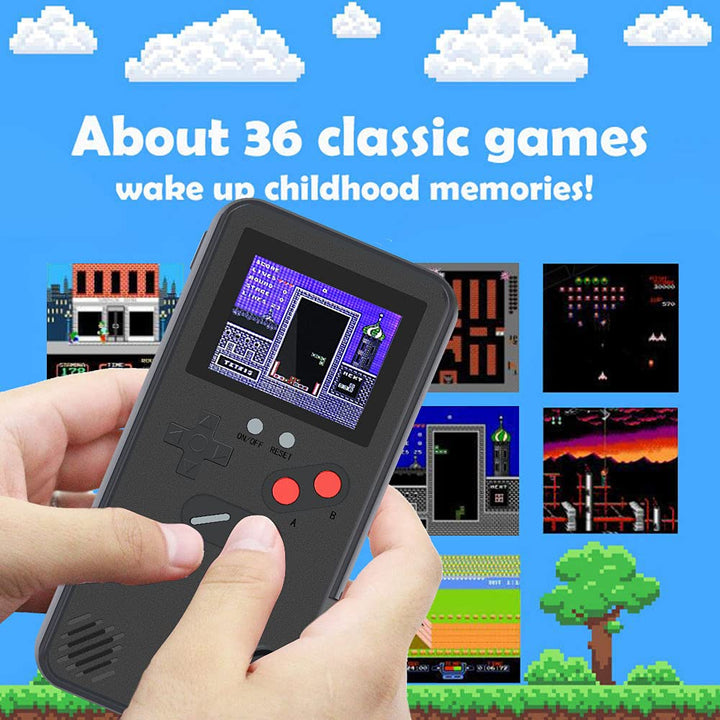 Gameboy Case for iPhone, Retro 3D Phone Case Game Console with 36 Classic Game, Color Display Shockproof Video Game Phone Case for iPhone Black