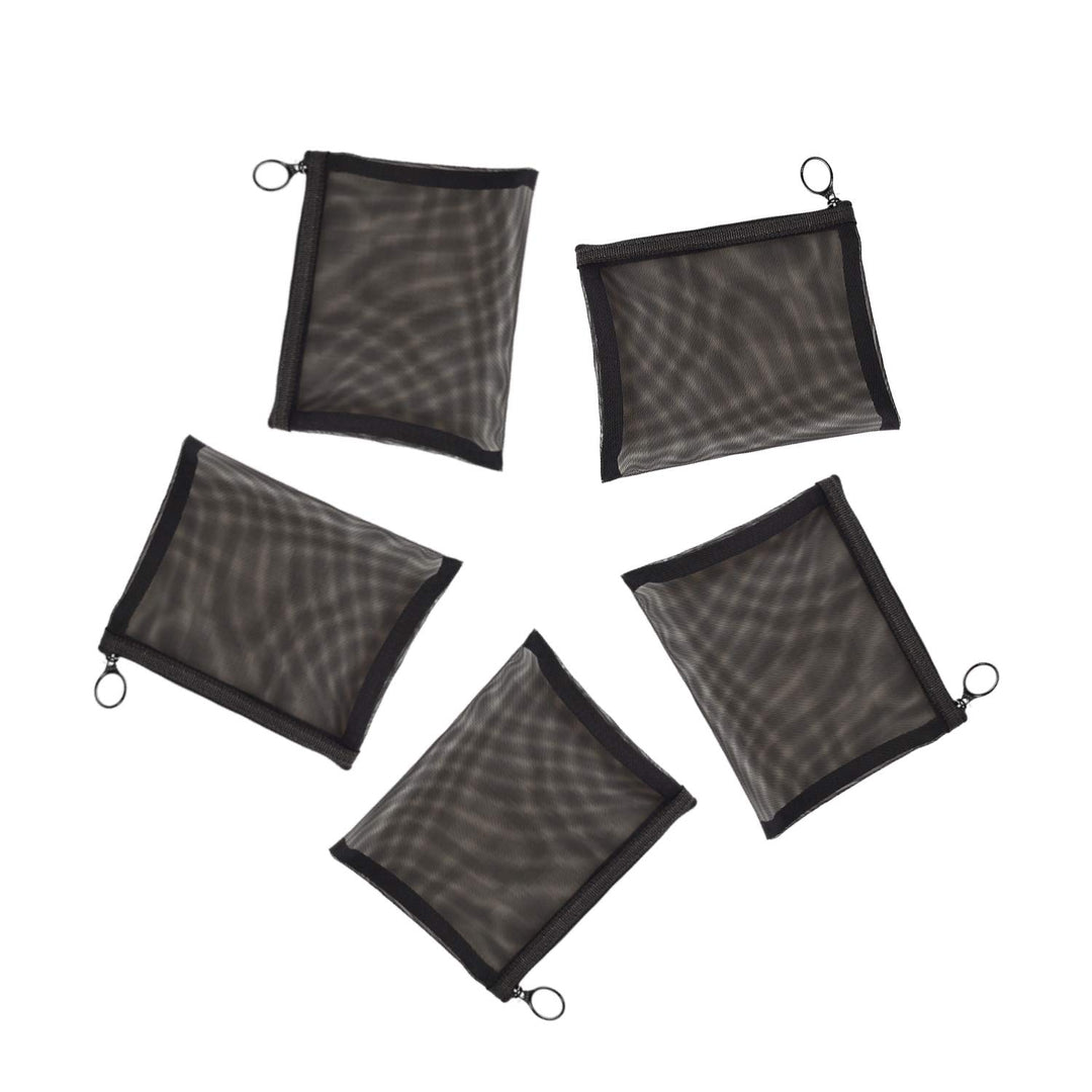 Patu Zipper Mesh Bags, Size M / A6, 5 Pieces, Beauty Makeup Cosmetic Accessories Organizer, Travel Toiletry Kit Set Storage Pouch, Black