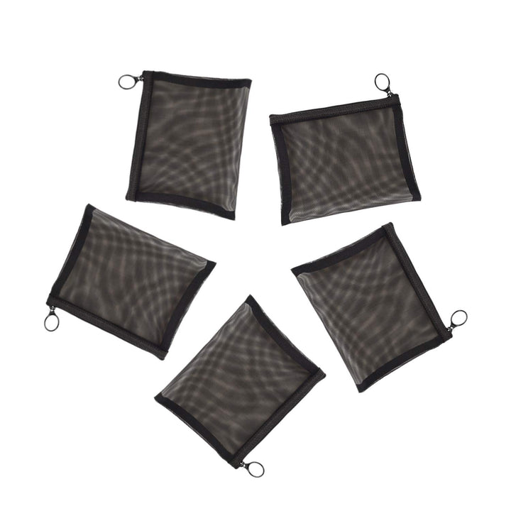 Patu Zipper Mesh Bags, Size M / A6, 5 Pieces, Beauty Makeup Cosmetic Accessories Organizer, Travel Toiletry Kit Set Storage Pouch, Black
