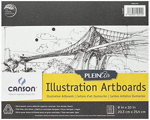 Canson Artist Series Plein Air Illustration Paper, Fold Over Art Board, 8x10 inches, 10 Sheets - Artist Paper for Adults and Students - Colored Pencil, Marker, Ink, Pen