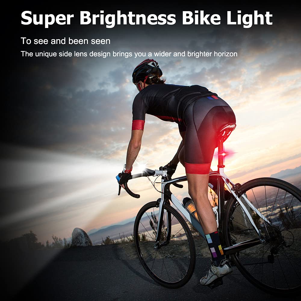 USB Bike Lights Front and Back, 6*T6 LED Rechargeable Bicycle Front Light Set, 3/5 Modes, 5V 1A Output Bike Headlight and Taillight Set for Night Riding (6 Led Front & Rear Light)